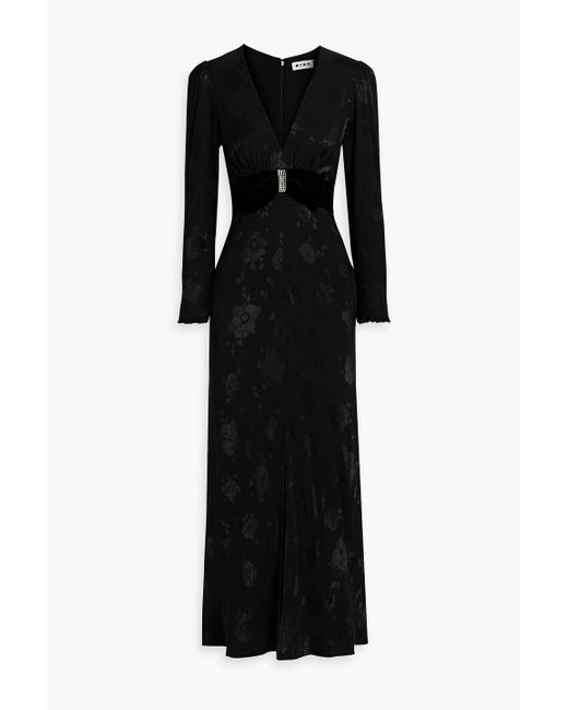 Rixo Black Anastasia Crystal-embellished Floral-jacquard Maxi Dress