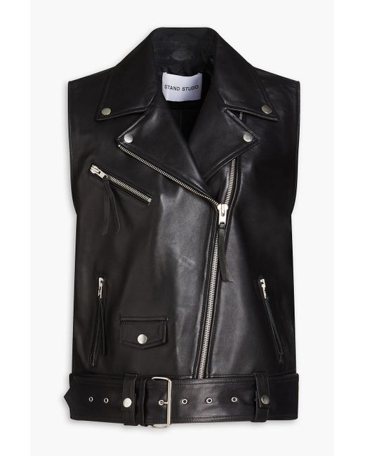 Stand Studio Black Leather Vest