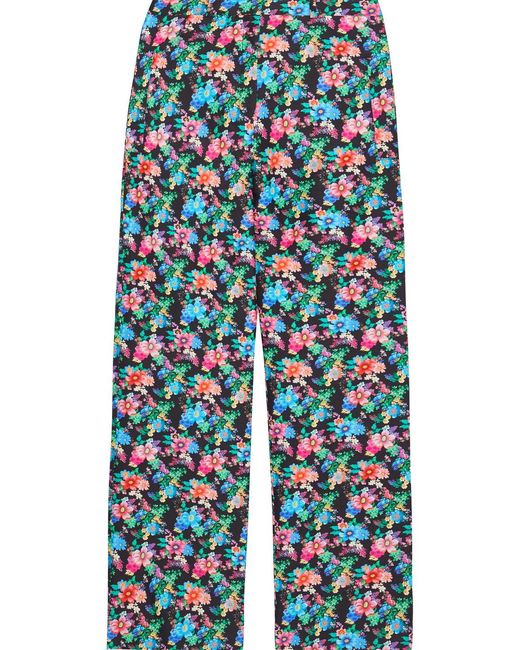 Rabanne Blue Printed Cotton-blend Bootcut Pants