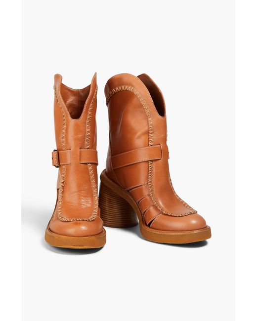 Zimmermann Brown Whipstitched Leather Ankle Boots