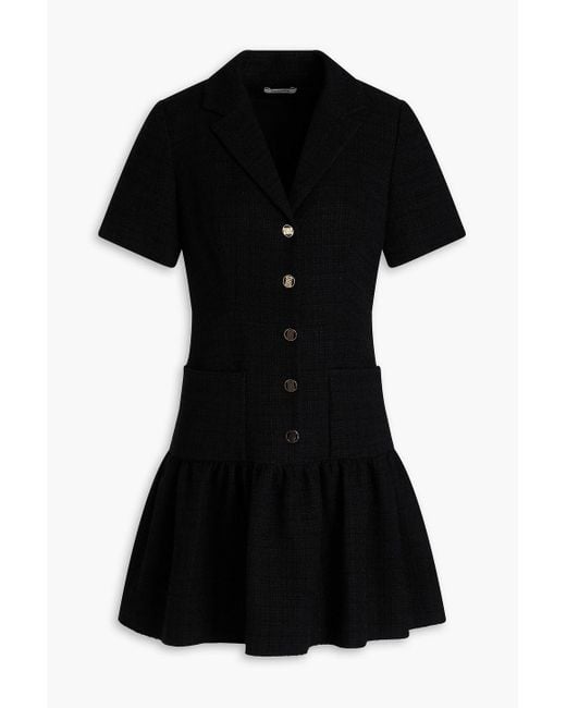 Sandro Black Gathered Tweed Mini Dress