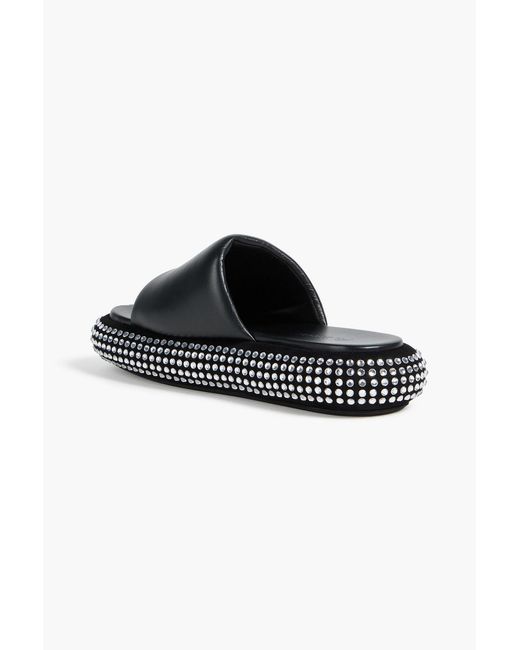 J.W. Anderson Black Crystal-Embellihsed Leather And Suede Platform Slides