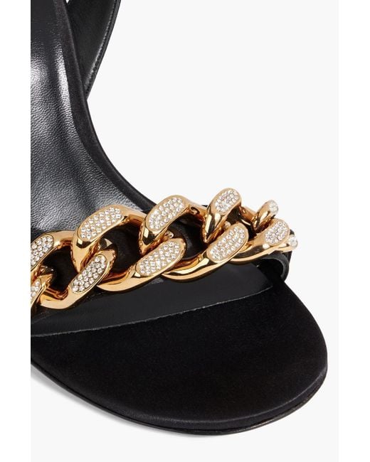 Versace Black La Medusa Embellished Satin Sandals