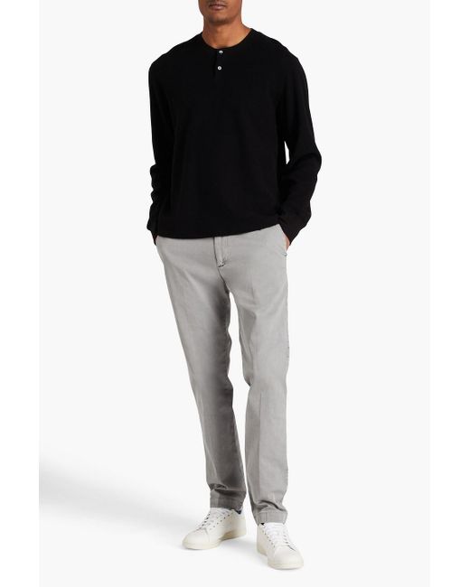 James Perse Black Brushed Waffle-knit Cotton And Cashmere-blend Henley T-shirt for men