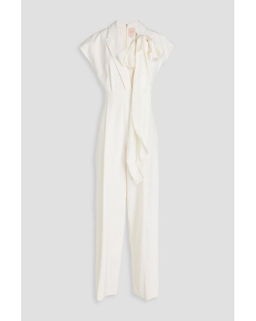 Roksanda White Jumpsuit aus woll-twill mit seidenbesatz