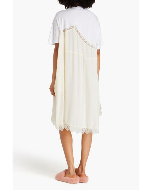 Simone Rocha White Oversized-midikleid aus krepon mit einsätzen aus baumwoll-jersey