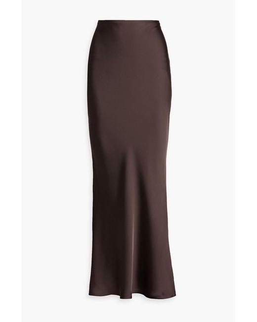 Norma Kamali Brown Obie Satin Maxi Skirt