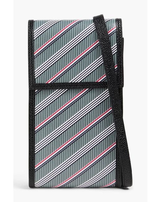 Thom Browne Striped Coated Canvas Phone Pouch in Black for Men | Lyst