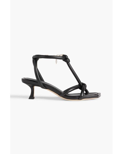 Jimmy Choo Black Fort 50 Knotted Leather Sandals