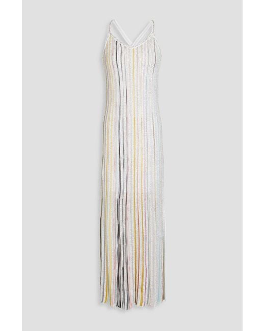 Missoni White Metallic Crochet-knit Maxi Dress