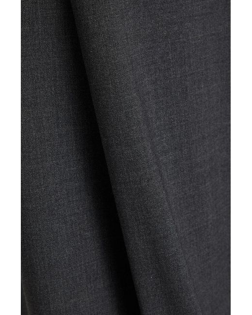 Theory Gray Wool-Blend Crepe Wide-Leg Pants