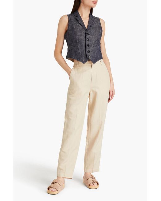 Alex Mill Natural Linen, And Cotton-blend Twill Tapered Pants