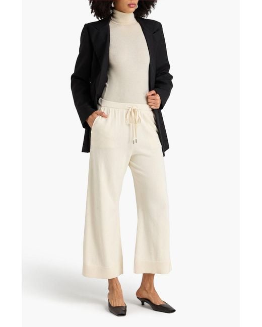 Jonathan Simkhai Natural Celine Cropped Cotton And Cashmere-Blend Wide-Leg Pants
