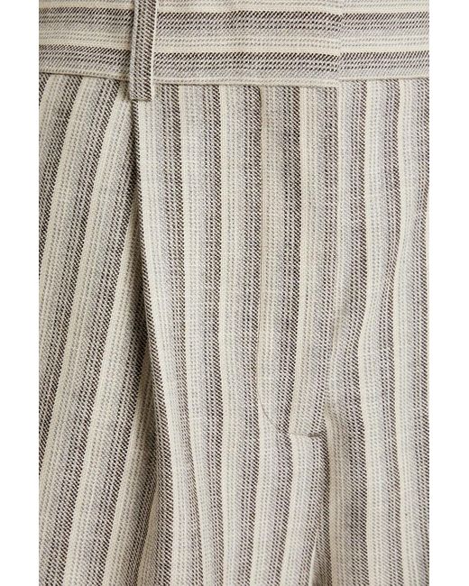 Acne White Ruthie Striped Wool And Cotton-blend Shorts