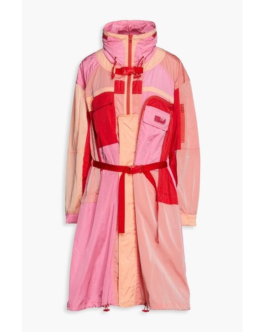 Stella McCartney Red Belted Color-block Shell Coat