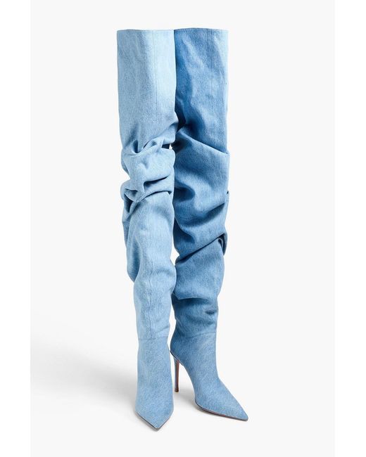 AMINA MUADDI Blue Jahleel Denim Thigh Boots