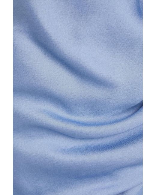 Jonathan Simkhai Blue Ruched Satin-Crepe Halterneck Midi Dress