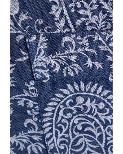 120% Lino Blue Paisley-print Linen Shirt for men