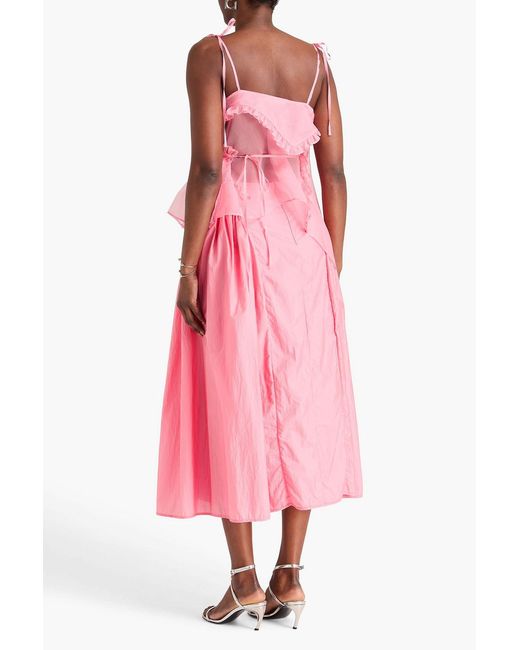 CECILIE BAHNSEN Pink Alessandra Ruffled Silk-Organza Wrap Top