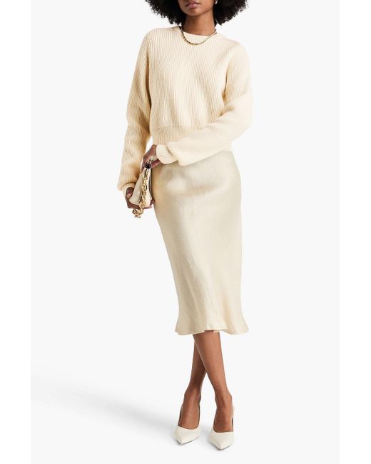 Petar Petrov Natural Crossover Ribbed Wool And Cashmere-blend Sweater