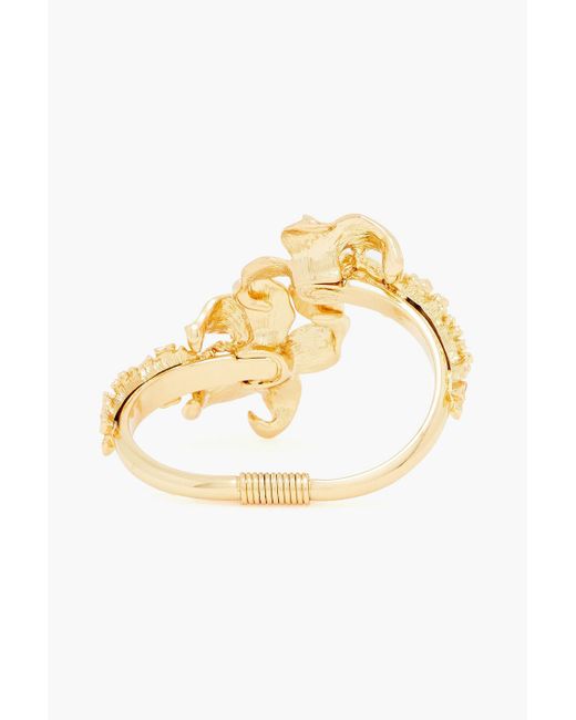 Kenneth Jay Lane Metallic Gold-tone, Faux Pearl And Crystal Cuff