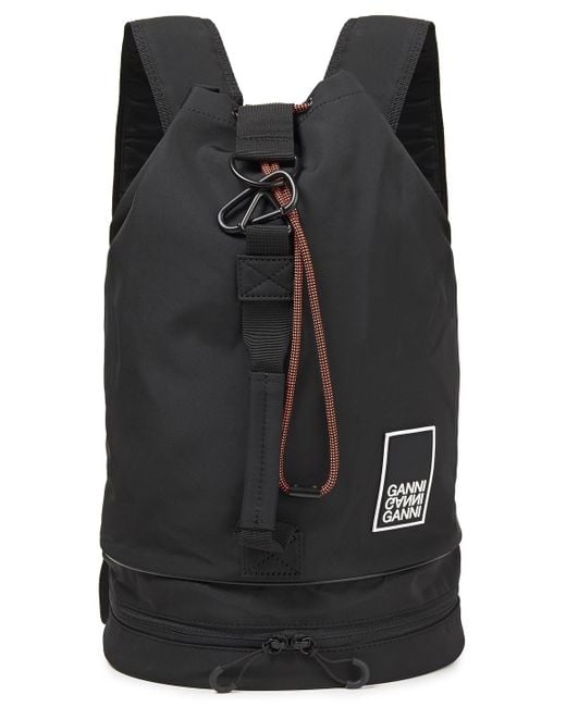 Ganni Black Appliquéd Shell Backpack