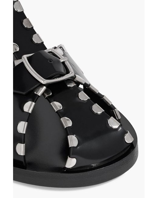 Bally Black Pasely Studded Glossed-Leather Sandals