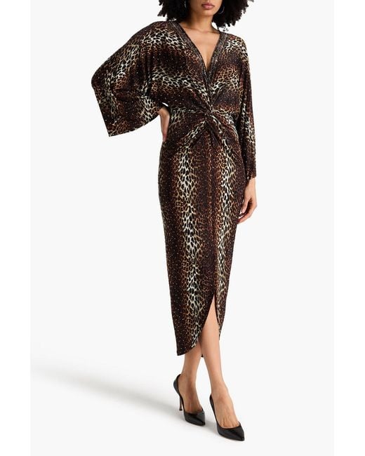 Camilla Multicolor Twisted Leopard-Print Stretch-Jersey Midi Dress