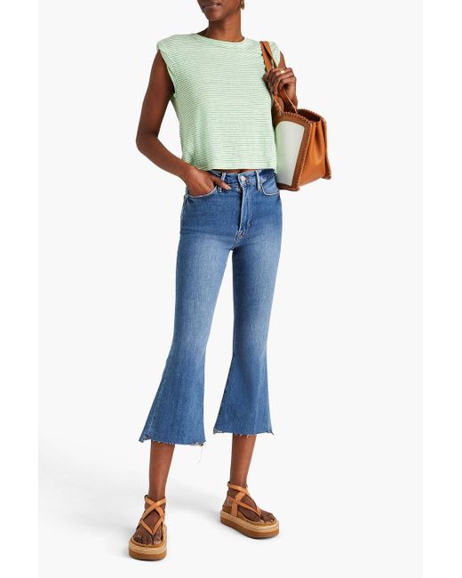 FRAME Blue Le Crop Flare Cropped Faded High-rise Kick-flare Jeans