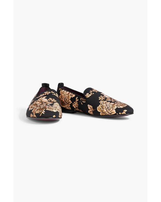 Dolce & Gabbana Black Metallic Floral-jacquard Loafers for men