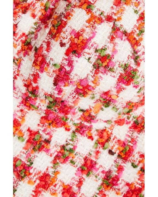 Cara Cara Red Claudine oberteil aus tweed mit gingham-karo