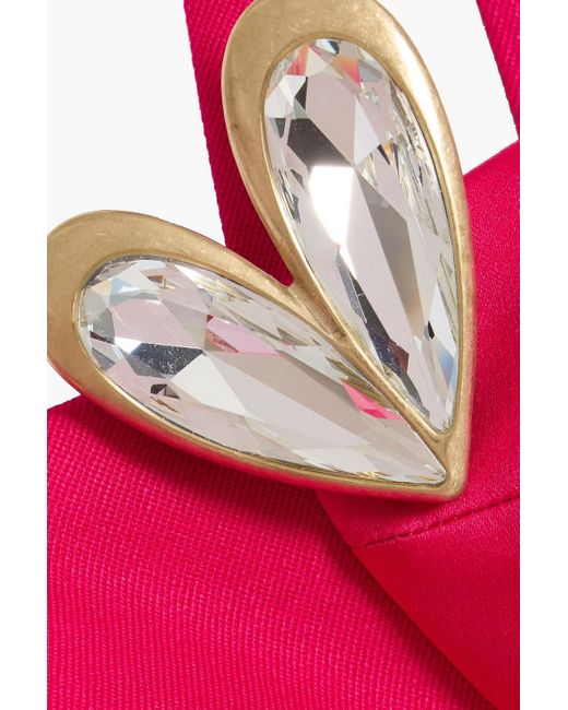 Area Pink Embellished Wool-Twill Mini Dress