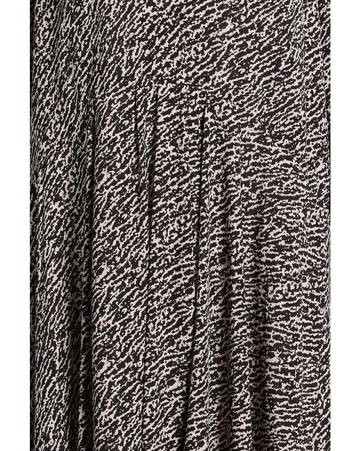 Isabel Marant Gray Patel Pleated Printed Stretch-silk Midi Dress