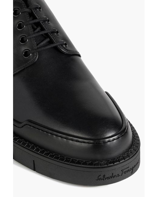 Ferragamo Black Ninja Leather Derby Shoes for men