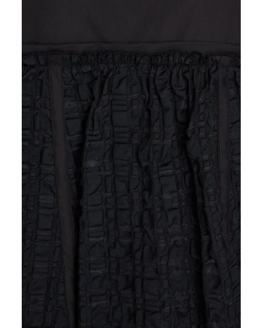 3.1 Phillip Lim Black Taffeta-paneled Checked Seersucker Midi Skirt