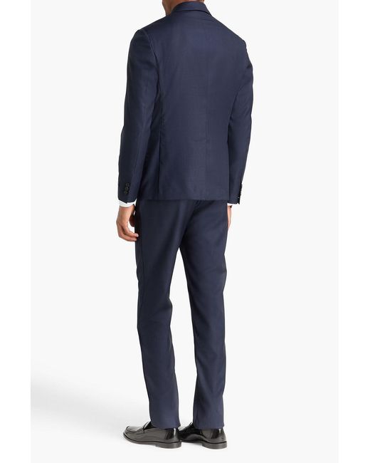 Versace Blue Houndstooth Wool Suit Jacket for men