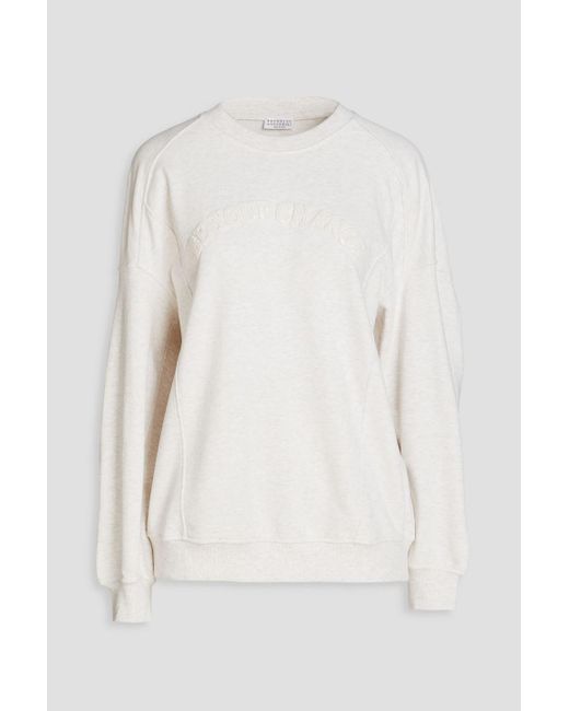 Brunello Cucinelli White Embellished French Cotton-terry Sweatshirt