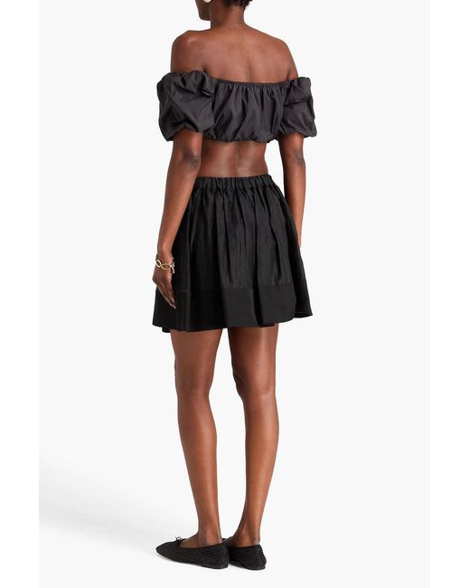 Sandro Black Linen-Blend Organza Mini Skirt