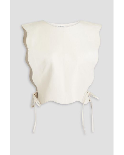 By Malene Birger White Rosseys Scalloped Leather Top