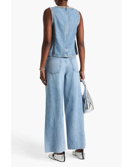Rag & Bone Blue Crystal-Embellished Denim Top