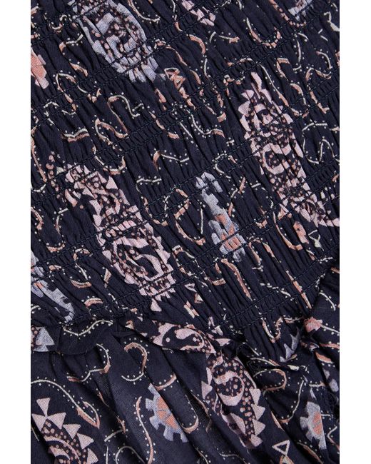 Isabel Marant Blue Printed Cotton-mousseline Midi Skirt