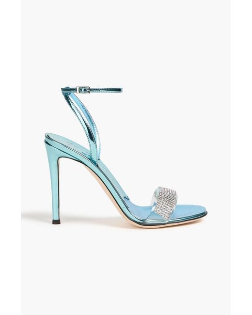 Giuseppe Zanotti Blue Crystal-Embellished Mirrored-Leather And Pvc Sandals