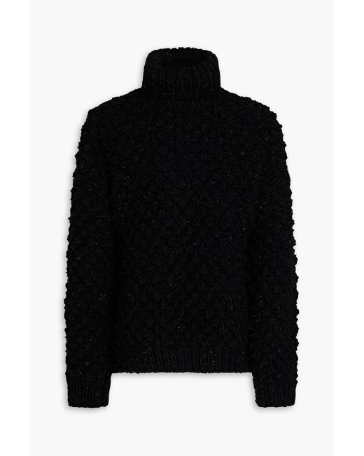 Dolce & Gabbana Black Metallic Bouclé -knit Turtleneck Sweater for men