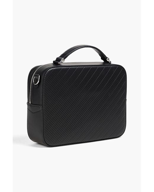 Dunhill Black Contour Embossed Leather Messenger Bag for men