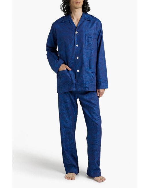 Derek Rose Blue Paris Cotton-jacquard Pajama Set for men
