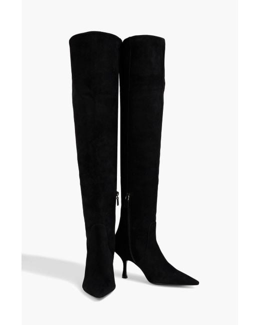 Stuart Weitzman Black Naomi 75 Suede Over-The-Knee Boots