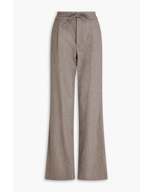 Loulou de Saison Gray Harlem Pleated Wool-Blend Straight-Leg Pants