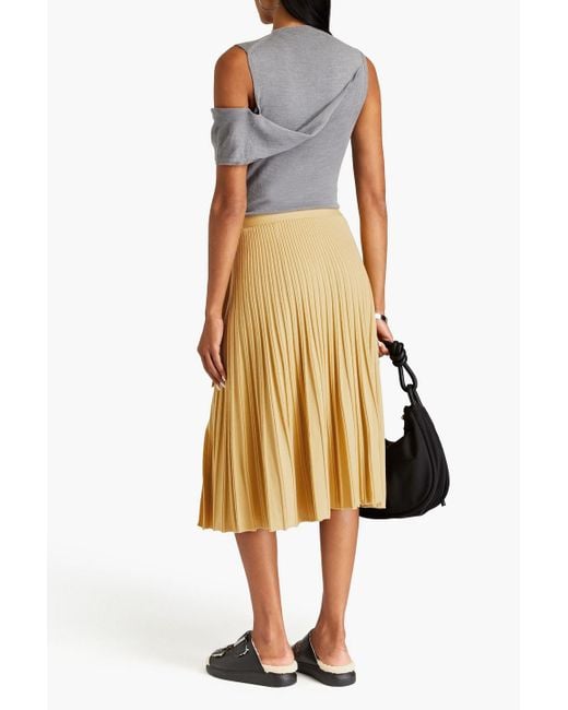 3.1 Phillip Lim Yellow Wrap-effect Wool-effect Pleated Midi Skirt