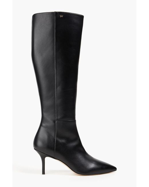 Stuart Weitzman Black Mara 75 Leather Knee Boots