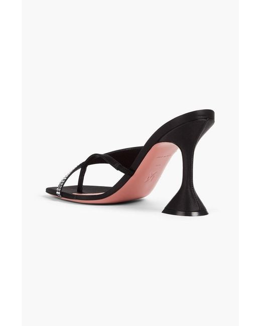 AMINA MUADDI Metallic Shiona Crystal-Embellished Satin Mules